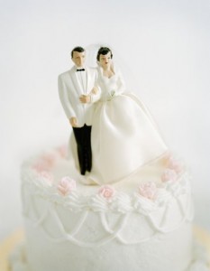 Bride and groom wedding cake decoration, top